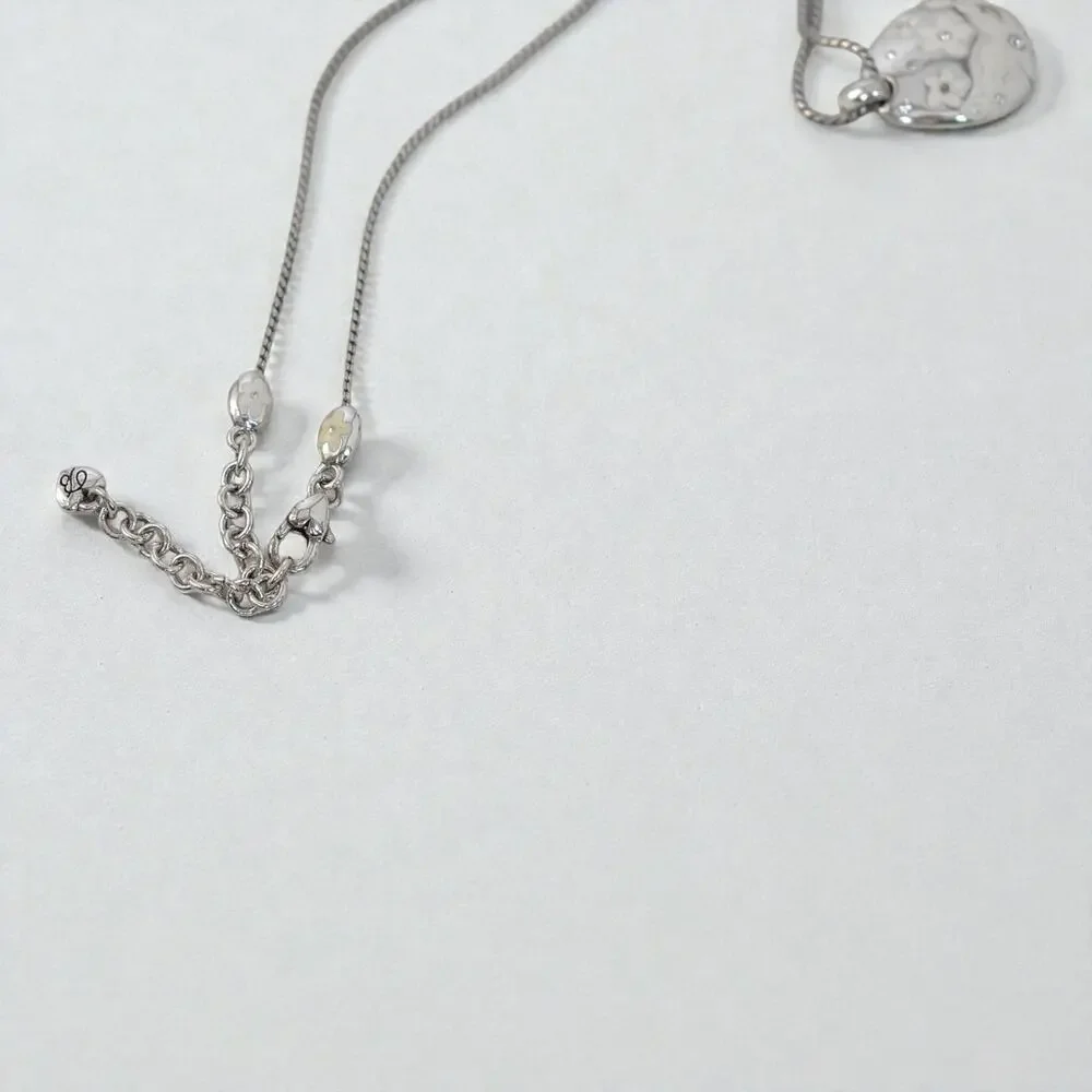 Brighton Teardrop Daisy Enamel Pendant Necklace Silver Plated Retired Design - Picture 4 of 7